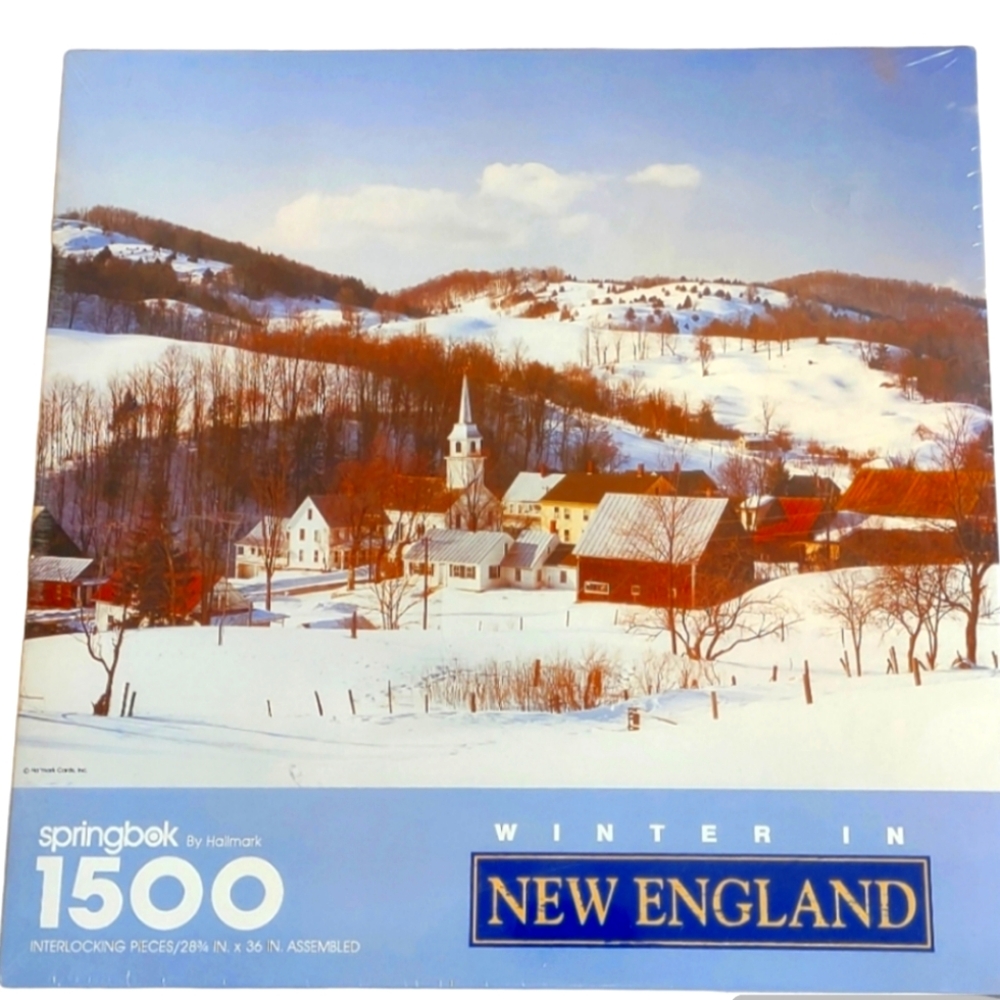 Vintage Springbok 1500 Piece Puzzle Winter In New England Hallmark Sealed